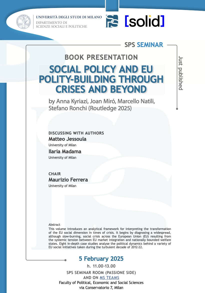 Presentazione del volume: "Social Policy and EU Polity-building Through Crises and Beyond"